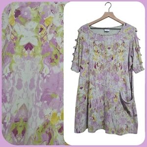 CMC BY COLOR ME COTTON ABSTRACT FLORAL TUNIC